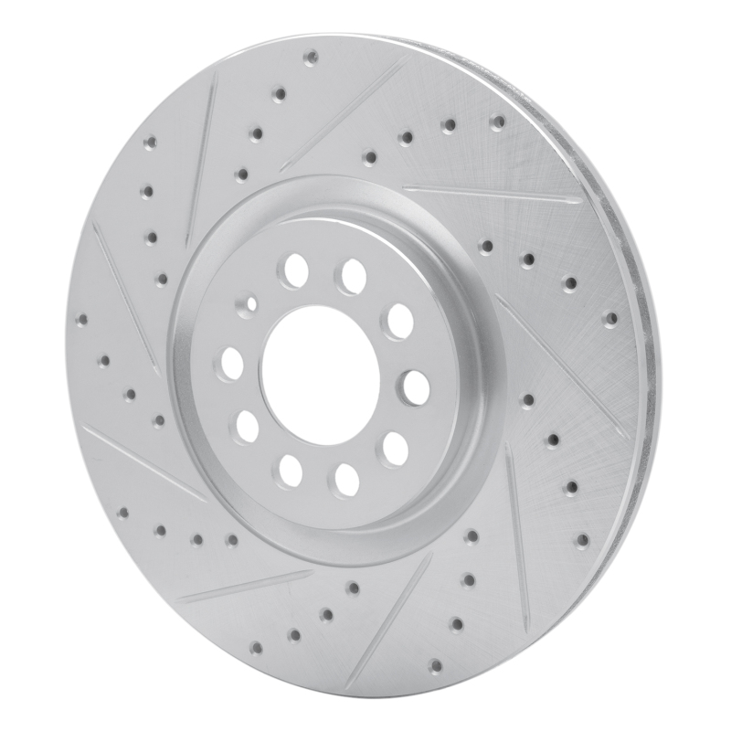 Audi TT Brake Rotor (1) - Front Left - R1 Concepts - Drilled & Slotted - Silver - `00-`06